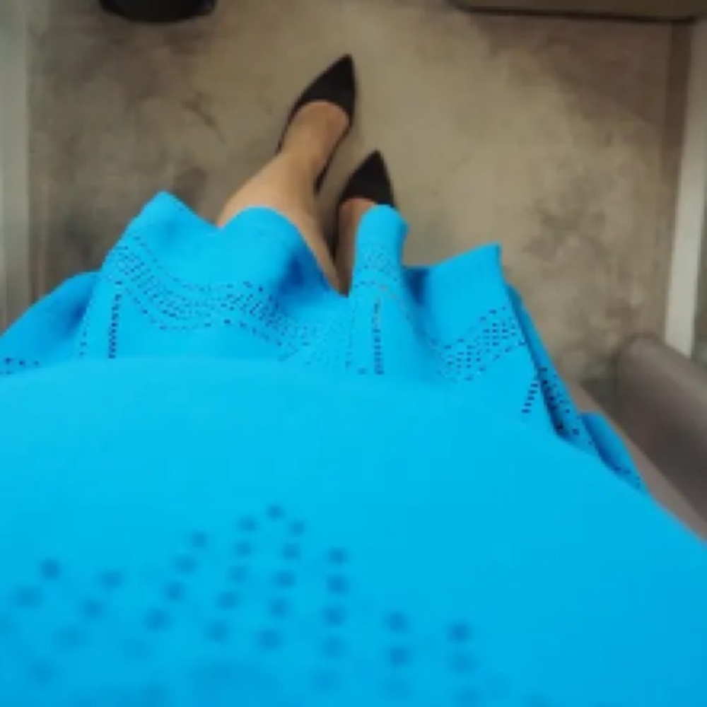 KAREN MILLEN Laser Cut Precious Blue Dress US 2